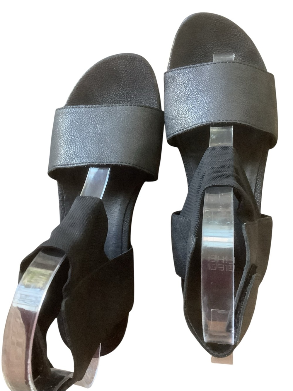 Eileen Fisher Black Leather Ankle Strap Sandals | Minimalist Comfort | Size 8.5 - Picture 3 of 10